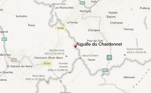 Map of Aiguille du Chardonnet