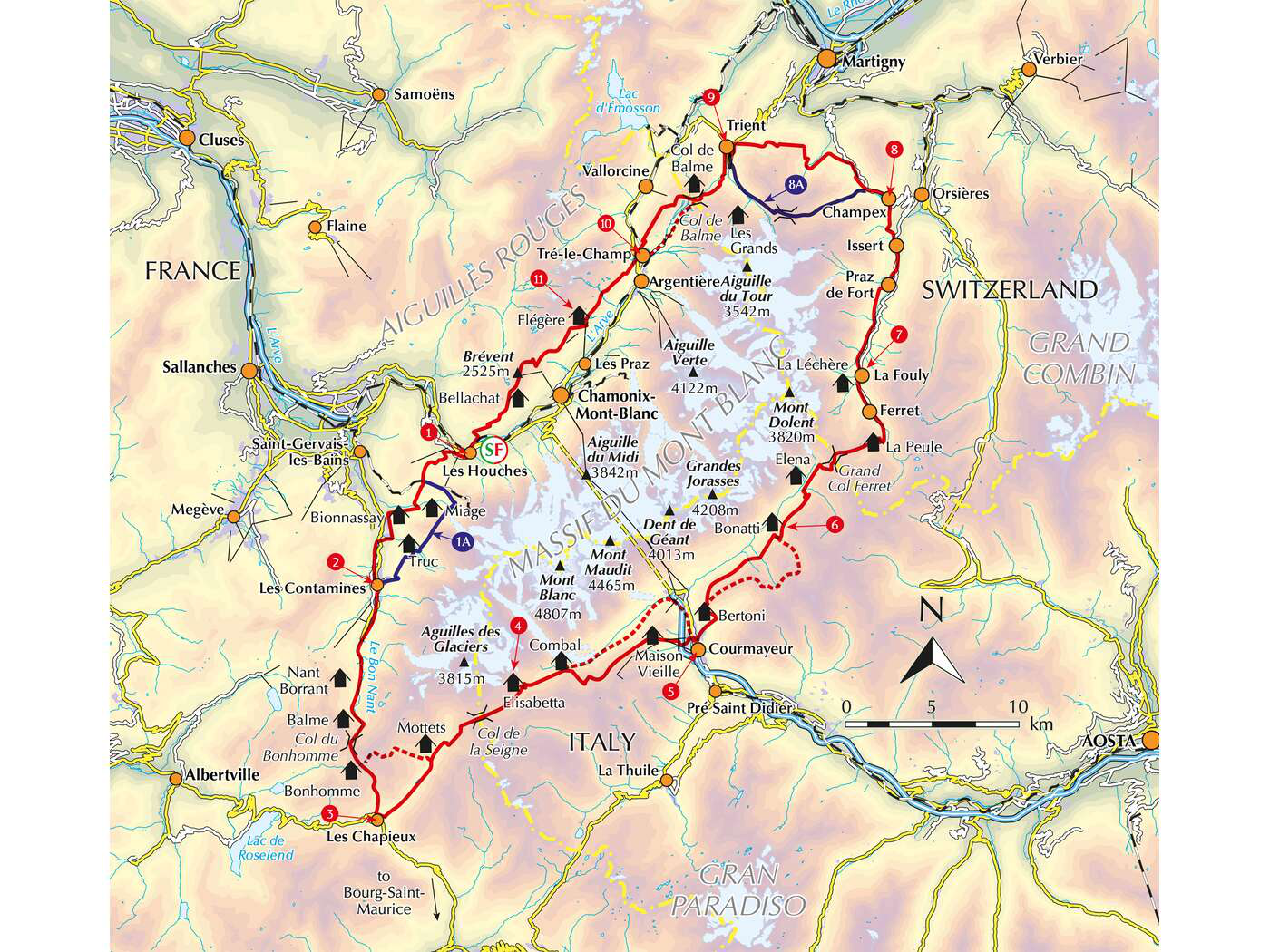Map of Mont Blanc